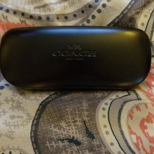Brand new black leather coach glasses case
